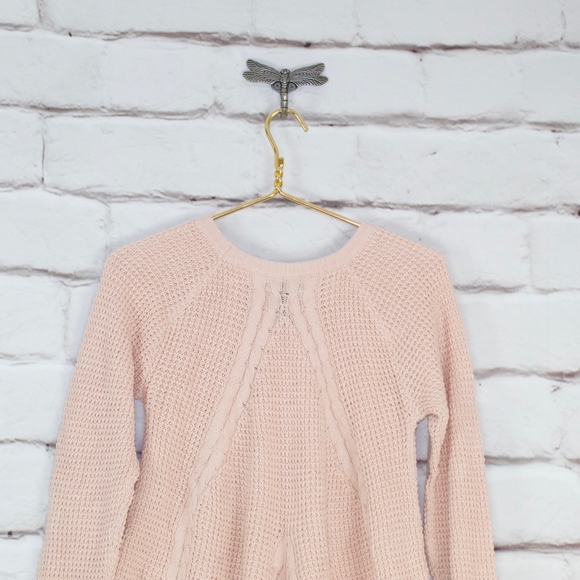 NWOT Agnes & Dora Pink Crewneck Knitted Flare Style Bottom Pullover Sweater Sz S - Picture 5 of 8